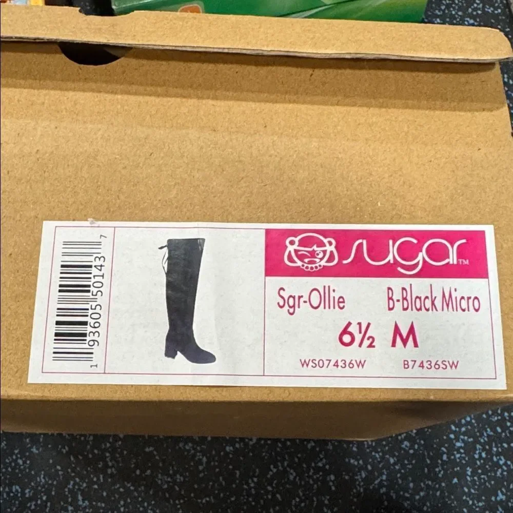 Sugar Womens Ollie Padded Insole Over-The-Knee Boots Black